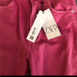 Zara Pink Relaxed Fit Jeans with Soft Washed Finish